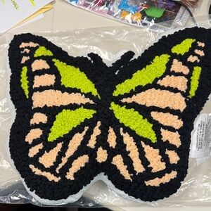 Butterfly Accent Pillow - Black, Green, and Cream